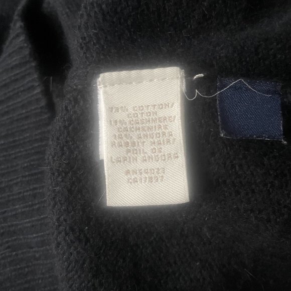 Banana Republic Black V-Neck Cotton Cashmere Blend Sweater Fall Preppy - Picture 5 of 7